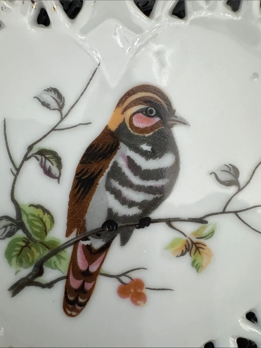 Porcelain Bird Trinket Dishes - White with Gold Trim vintage relco Japan
